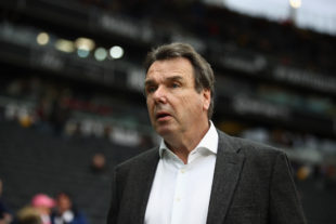 FRANKFURT AM MAIN, GERMANY - MARCH 18: Heribert Bruchhagen, executive director of sport of Hamburg is seen during the Bundesliga match between Eintracht Frankfurt and Hamburger SV at Commerzbank-Arena on March 18, 2017 in Frankfurt am Main, Germany.