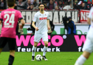 Cologne's defender Neven Subotic plays the ball during the German first division Bundesliga football match of 1.FC Cologne vs Hertha BSC Berlin in Cologne, western Germany, on March 18, 2017.