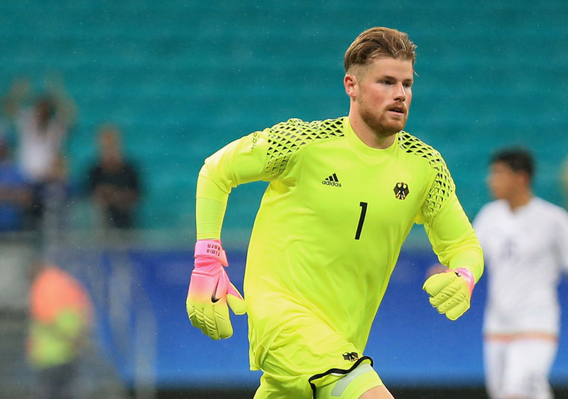 SALVADOR, BAHIA - AUGUST 04: Timo Horn of Germany in action during the Men's Group C first round match between Mexico and Germany during the Rio 2016 Olympic Games at Arena Fonte Nova on August 4, 2016 in Salvador, Brazil. (Photo by Felipe Oliveira/Getty Images)