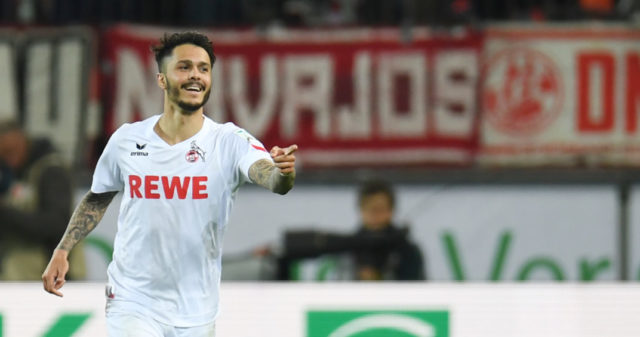 Cologne's midfielder Leonardo Bittencourt celebrate scoring during the German first division Bundesliga football match 1 FC Cologne v TSG 1899 Hoffenheim in Cologne, western Germany, on April 21, 2017.