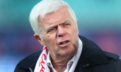 LEIPZIG, GERMANY - FEBRUARY 25: President Werner Spinner of Koeln looks on prior to the Bundesliga match between RB Leipzig and 1. FC Koeln at Red Bull Arena on February 25, 2017 in Leipzig, Germany.