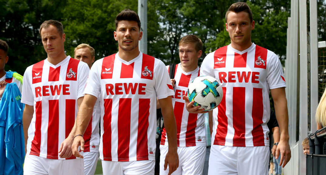 COLOGNE, GERMANY - JULY 03: The players of Koeln on the way to the training session of 1. FC Koeln at RheinEnergieSportpark on July 3, 2017 in Cologne, Germany. (Photo by Christof Koepsel/Bongarts/Getty Images)