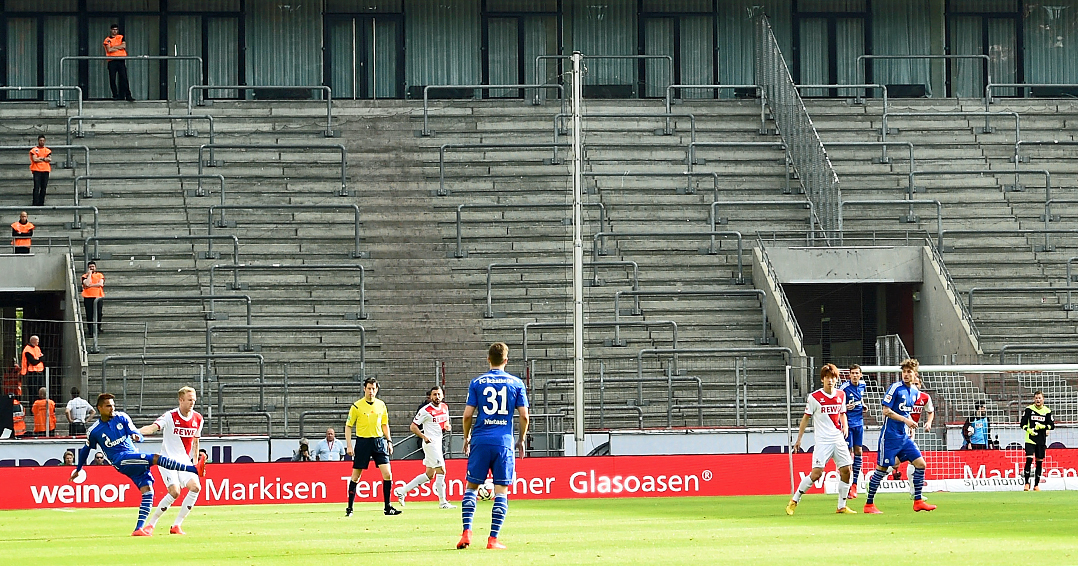 COLOGNE, GERMANY - MAY 10: The empty stands are seen during the Bundesliga match between 1. FC Koeln and FC Schalke 04 at RheinEnergieStadion on May 10, 2015 in Cologne, Germany. (Photo by Lars Baron/Bongarts/Getty Images)
