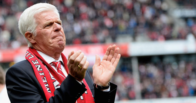 COLOGNE, GERMANY - MAY 12: 1. FC Koeln president Werner Spinner reacts prior to the Second Bundesliga match between 1. FC Koeln and Hertha BSC Berlin at RheinEnergieStadion on May 12, 2013 in Cologne, Germany. (Photo by Dennis Grombkowski/Bongarts/Getty Images)