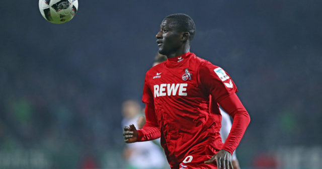 BREMEN, GERMANY - DECEMBER 17: Serhou Guirassy of Koeln in action during the Bundesliga match between Werder Bremen and 1. FC Koeln at Weserstadion on December 17, 2016 in Bremen, Germany. (Photo by Oliver Hardt/Bongarts/Getty Images)