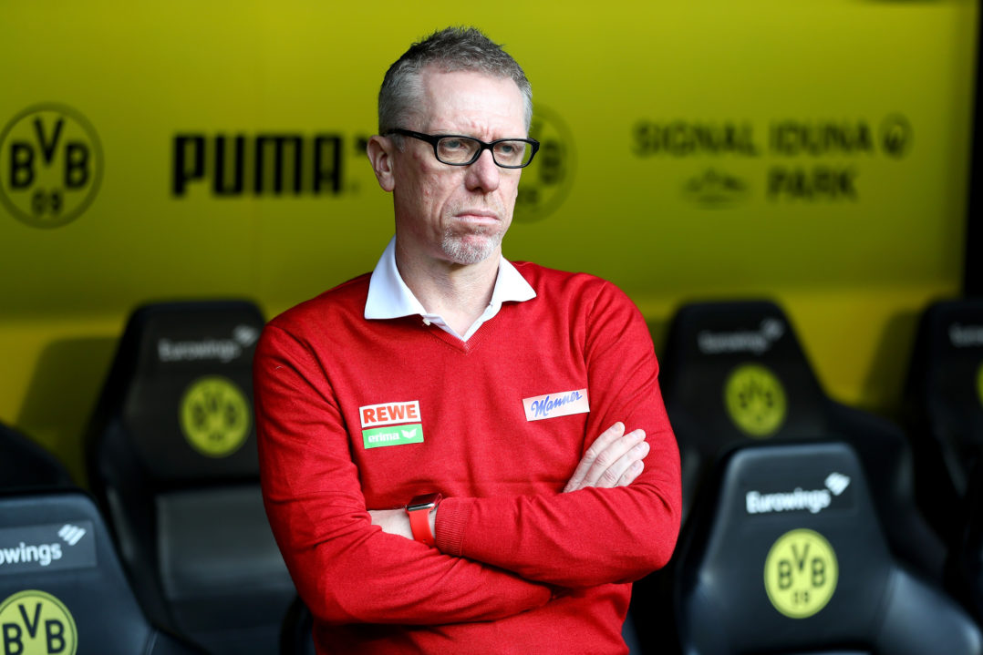 DORTMUND, GERMANY - SEPTEMBER 17: Peter Stoeger, head coach of Koeln looks on before the Bundesliga match between Borussia Dortmund and 1. FC Koeln at Signal Iduna Park on September 17, 2017 in Dortmund, Germany. (Photo by Martin Rose/Bongarts/Getty Images)