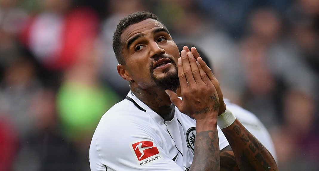 FRANKFURT AM MAIN, GERMANY - SEPTEMBER 16: Kevin-Prince Boateng of Frankfurt reacts during the Bundesliga match between Eintracht Frankfurt and FC Augsburg at Commerzbank-Arena on September 16, 2017 in Frankfurt am Main, Germany. (Photo by Matthias Hangst/Bongarts/Getty Images)