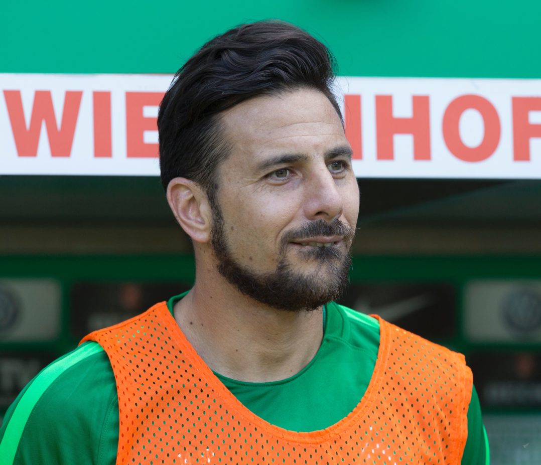 Bremen's Peruvian forward Claudio Pizarro reacts during the German first division Bundesliga football match between Werder Bremen and TSG Hoffenheim on May 13, 2017 in Bremen, northern Germany. / AFP PHOTO / JOERG SARBACH / RESTRICTIONS: DURING MATCH TIME: DFL RULES TO LIMIT THE ONLINE USAGE TO 15 PICTURES PER MATCH AND FORBID IMAGE SEQUENCES TO SIMULATE VIDEO. == RESTRICTED TO EDITORIAL USE == FOR FURTHER QUERIES PLEASE CONTACT DFL DIRECTLY AT + 49 69 650050 (Photo credit should read JOERG SARBACH/AFP/Getty Images)