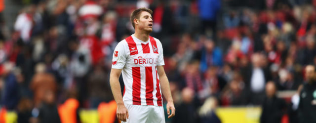 COLOGNE, GERMANY - OCTOBER 22: Dominique Heintz of FC Koeln looks dejected after the Bundesliga match between 1. FC Koeln and SV Werder Bremen held at RheinEnergieStadion on October 22, 2017 in Cologne, Germany. (Photo by Dean Mouhtaropoulos/Bongarts/Getty Images)