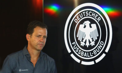 STUTTGART, GERMANY - AUGUST 30: Oliver Bierhoff, team manager of Germany arrives for a press conference of the German National team at Mercedes-Benz-Museum on August 30, 2017 in Stuttgart, Germany. (Photo by Alexander Hassenstein/Bongarts/Getty Images)