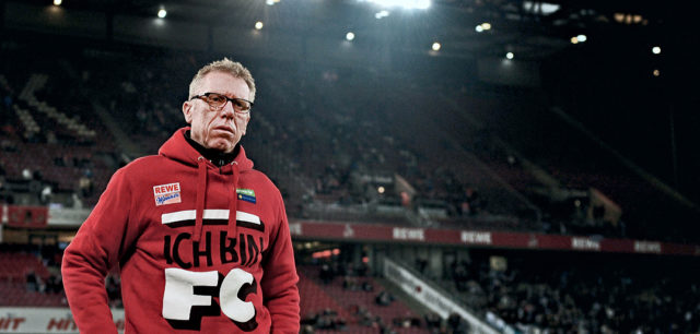 COLOGNE, GERMANY - FEBRUARY 26: Head coach Peter Stoeger of 1. FC Koeln looks on prior to kickoff during the Bundesliga match between 1. FC Koeln and Hertha BSC at RheinEnergieStadion on February 26, 2016 in Cologne, Germany. (Photo by Dennis Grombkowski/Bongarts/Getty Images)
