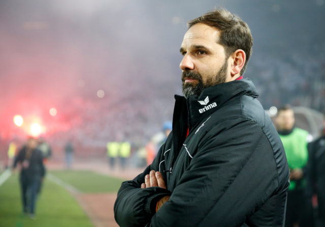 BELGRADE, SERBIA - DECEMBER 07: Head coach Stefan Ruthenbeck of FC Koeln looks on prior to the UEFA Europa League group H match between Crvena Zvezda and 1. FC Koeln at stadium Rajko Mitic on December 7, 2017 in Belgrade, Serbia. (Photo by Srdjan Stevanovic/Getty Images)