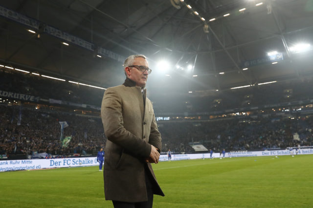 GELSENKIRCHEN, GERMANY - DECEMBER 02: Alexander Wehrle, manager of Koeln, before the Bundesliga match between FC Schalke 04 and 1. FC Koeln at Veltins-Arena on December 2, 2017 in Gelsenkirchen, Germany. (Photo by Christof Koepsel/Bongarts/Getty Images)