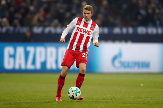 GELSENKIRCHEN, GERMANY - DECEMBER 02: Jannes Horn of Koeln runs with the ball during the Bundesliga match between FC Schalke 04 and 1. FC Koeln at Veltins-Arena on December 2, 2017 in Gelsenkirchen, Germany. (Photo by Christof Koepsel/Bongarts/Getty Images)