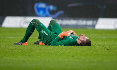 FRANKFURT AM MAIN, GERMANY - FEBRUARY 10: Timo Horn of Koeln reacts during the Bundesliga match between Eintracht Frankfurt and 1. FC Koeln at Commerzbank-Arena on February 10, 2018 in Frankfurt am Main, Germany. (Photo by Simon Hofmann/Bongarts/Getty Images)