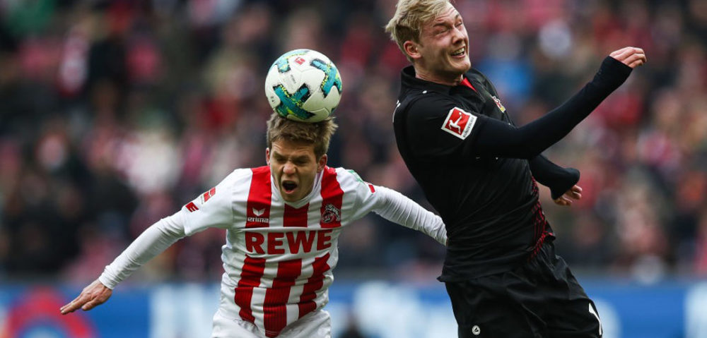 COLOGNE, GERMANY - MARCH 18: Vincent Koziello of 1.FC Koeln and Julian Brandt #10 of Bayer Leverkusen during the Bundesliga match between 1. FC Koeln and Bayer 04 Leverkusen at RheinEnergieStadion on March 18, 2018 in Cologne, Germany. (Photo by Maja Hitij/Bongarts/Getty Images)