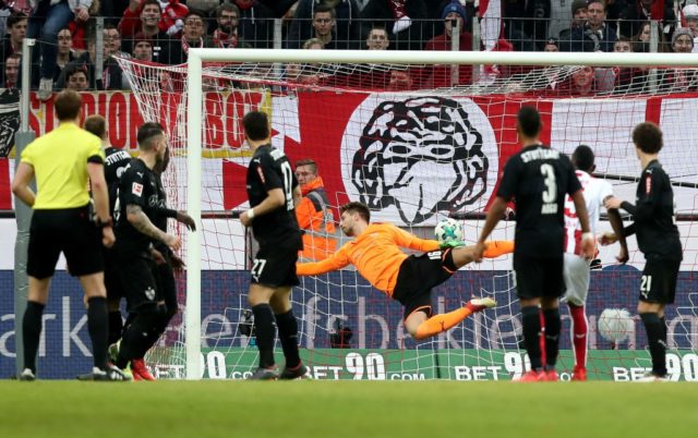 COLOGNE, GERMANY - MARCH 04: Milos Jojic of Koeln (not in the picture) scores the second goal during the Bundesliga match between 1. FC Koeln and VfB Stuttgart at RheinEnergieStadion on March 4, 2018 in Cologne, Germany. (Photo by Christof Koepsel/Bongarts/Getty Images)