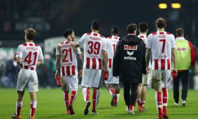 BREMEN, GERMANY - MARCH 12: Players of Koeln walk off the pitch after the Bundesliga match between SV Werder Bremen and 1. FC Koeln at Weserstadion on March 12, 2018 in Bremen, Germany. (Photo by Lars Baron/Bongarts/Getty Images)