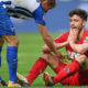 BERLIN, GERMANY - APRIL 14: Per Ciljan Skjelbred of Berlin (l) consoles Jonas Hector of Koeln after the Bundesliga match between Hertha BSC and 1. FC Koeln at Olympiastadion on April 14, 2018 in Berlin, Germany. (Photo by Stuart Franklin/Bongarts/Getty Images)