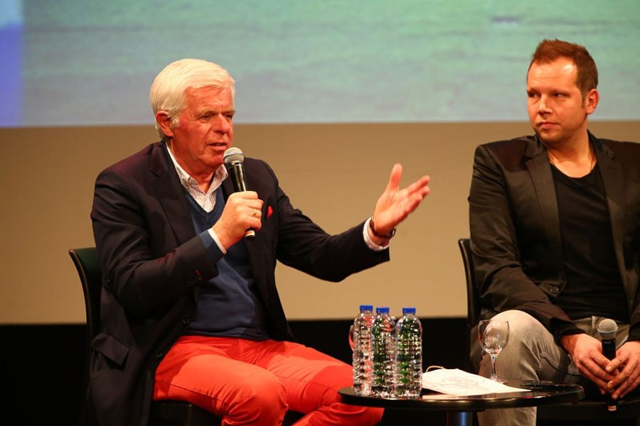 COLOGNE, GERMANY - DECEMBER 15: Werner Spinner and Wolff-Christoph Fuss attend the '11 Freunde Jahresrueckblick' at Gloria on December 15, 2014 in Cologne, Germany. (Photo by Mathis Wienand/Getty Images for 11 Freunde)