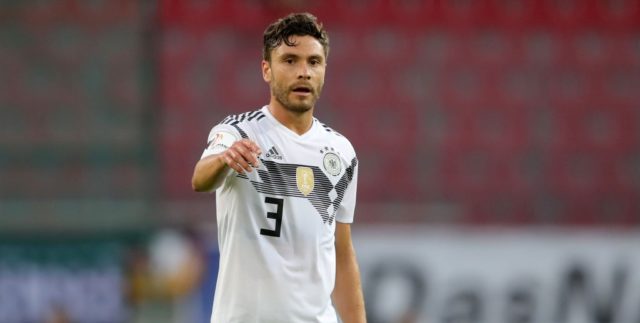 KLAGENFURT, AUSTRIA - JUNE 02: Jonas Hector of Germany reacts during the International Friendly match between Austria and Germany at Woerthersee Stadion on June 2, 2018 in Klagenfurt, Austria. (Photo by Alexander Hassenstein/Bongarts/Getty Images)