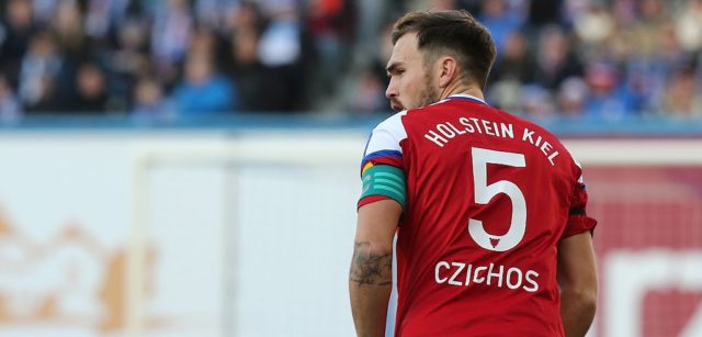 ROSTOCK, GERMANY - DECEMBER 03: Rafael Czichos of Kiel looks on during the third league match between FC Hansa Rostock and Holstein Kiel at Ostseestadion on December 3, 2016 in Rostock, Germany. (Photo by Matthias Kern/Bongarts/Getty Images)