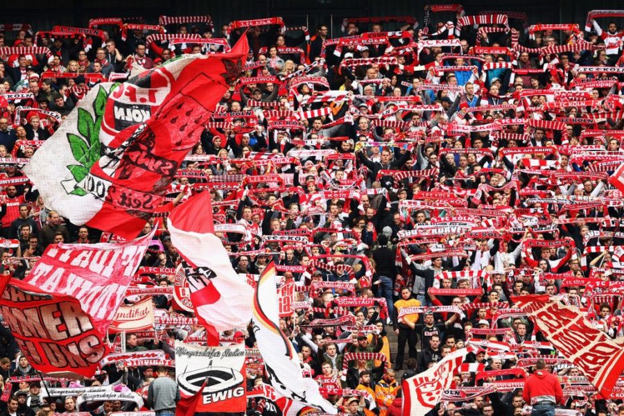 COLOGNE, GERMANY - OCTOBER 22: fans of FC Koeln show their support during the Bundesliga match between 1. FC Koeln and SV Werder Bremen held at RheinEnergieStadion on October 22, 2017 in Cologne, Germany. (Photo by Dean Mouhtaropoulos/Bongarts/Getty Images)