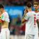 COLOGNE, GERMANY - OCTOBER 08: Jonas Hector of Koeln, Marco Hoeger of Koeln and Simon Terodde of Koeln are looking dejected during the Second Bundesliga match between 1. FC Koeln and MSV Duisburg at RheinEnergieStadion on October 8, 2018 in Cologne, Germany. (Photo by Lars Baron/Bongarts/Getty Images)