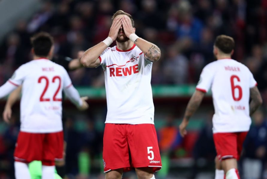 OLOGNE, GERMANY - OCTOBER 31: Rafael Czichos of 1.FC Koeln reacts during the DFB Cup match between 1. FC Koeln and FC Schalke 04 at RheinEnergieStadion on October 31, 2018 in Cologne, Germany. (Photo by Alex Grimm/Bongarts/Getty Images)