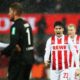 COLOGNE, GERMANY - DECEMBER 16: Jorge Mere, Timo Horn and Tim Handwerker of FC Koeln celebrate after victory in the Bundesliga match between 1. FC Koeln and VfL Wolfsburg at RheinEnergieStadion on December 16, 2017 in Cologne, Germany. (Photo by Dean Mouhtaropoulos/Bongarts/Getty Images)