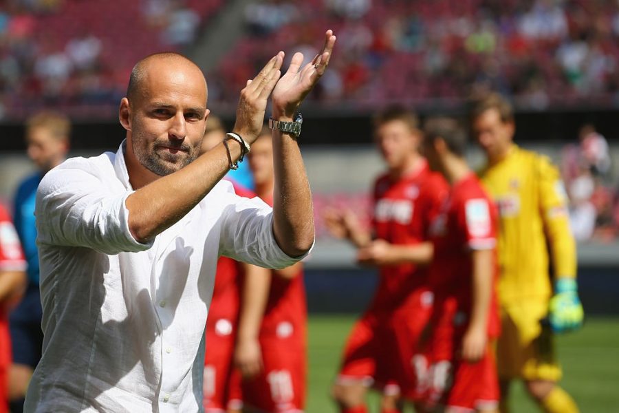 COLOGNE, GERMANY - AUGUST 02: Miso Brecko of Koeln says farewell prior to the Colonia Cup 2015 match between 1. FC Koeln and FC Valencia at RheinEnergieStadion on August 2, 2015 in Cologne, Germany. (Photo by Christof Koepsel/Getty Images)