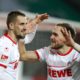 COLOGNE, GERMANY - DECEMBER 17: Dominick Drexler of Cologne (L) celebrates scoring the 2:0 goal with Rafael Czichos of Cologne during the Second Bundesliga match between 1. FC Koeln and 1. FC Magdeburg at RheinEnergieStadion on December 17, 2018 in Cologne, Germany. (Photo by Mika Volkmann/Bongarts/Getty Images)