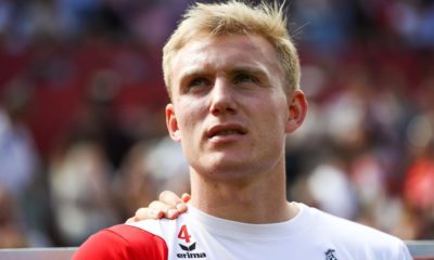 COLOGNE, GERMANY - MAY 05: Frederik Sorensen #4 of 1.FC Koeln looks on prior the Bundesliga match between 1. FC Koeln and FC Bayern Muenchen at RheinEnergieStadion on May 5, 2018 in Cologne, Germany. (Photo by Maja Hitij/Bongarts/Getty Images)