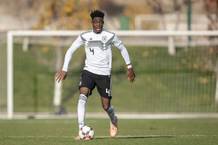 YEREVAN, ARMENIA - NOVEMBER 19: Yann-Aurel Bisseck controls the ball during the Germany U19 v Armenia U19 match at UEFA Four Nations Tournament on November 19, 2018 in Yerevan, Armenia. (Photo by Maja Hitij/Bongarts/Getty Images)