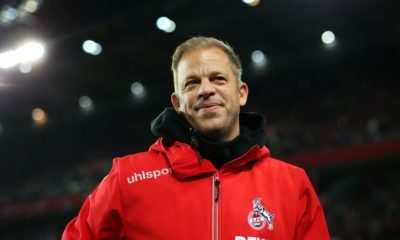 COLOGNE, GERMANY - FEBRUARY 08: Markus Anfang head coach of FC Koln looks on prior to the Second Bundesliga match between 1. FC Koeln and FC St. Pauli at RheinEnergieStadion on February 08, 2019 in Cologne, Germany. (Photo by Maja Hitij/Bongarts/Getty Images)