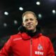 COLOGNE, GERMANY - FEBRUARY 08: Markus Anfang head coach of FC Koln looks on prior to the Second Bundesliga match between 1. FC Koeln and FC St. Pauli at RheinEnergieStadion on February 08, 2019 in Cologne, Germany. (Photo by Maja Hitij/Bongarts/Getty Images)