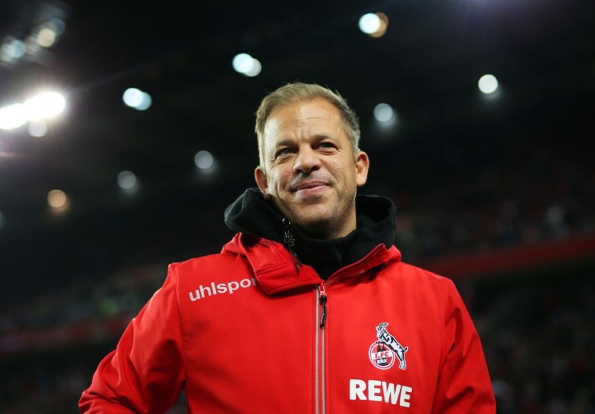 COLOGNE, GERMANY - FEBRUARY 08: Markus Anfang head coach of FC Koln looks on prior to the Second Bundesliga match between 1. FC Koeln and FC St. Pauli at RheinEnergieStadion on February 08, 2019 in Cologne, Germany. (Photo by Maja Hitij/Bongarts/Getty Images)