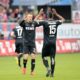 HEIDENHEIM, GERMANY - APRIL 07: Dominick Drexler of FC Koln celebrates after scoring his team's first goal with Jhon Cordoba of FC Koln during the Second Bundesliga match between 1. FC Heidenheim 1846 and 1. FC Koeln at Voith-Arena on April 07, 2019 in Heidenheim, Germany. (Photo by Alexander Hassenstein/Bongarts/Getty Images)