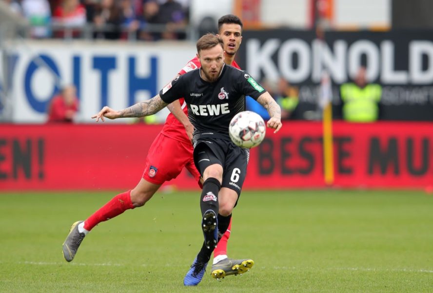 HEIDENHEIM, GERMANY - APRIL 07: Marco Hoeger of FC Koln in action during the Second Bundesliga match between 1. FC Heidenheim 1846 and 1. FC Koeln at Voith-Arena on April 07, 2019 in Heidenheim, Germany. (Photo by Alexander Hassenstein/Bongarts/Getty Images)