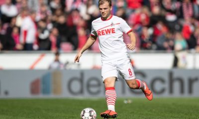 COLOGNE, GERMANY - MARCH 09: Johannes Geis #8 of FC Koeln controls the ball during the Second Bundesliga match between 1. FC Koeln and DSC Arminia Bielefeld at RheinEnergieStadion on March 09, 2019 in Cologne, Germany. (Photo by Maja Hitij/Bongarts/Getty Images)