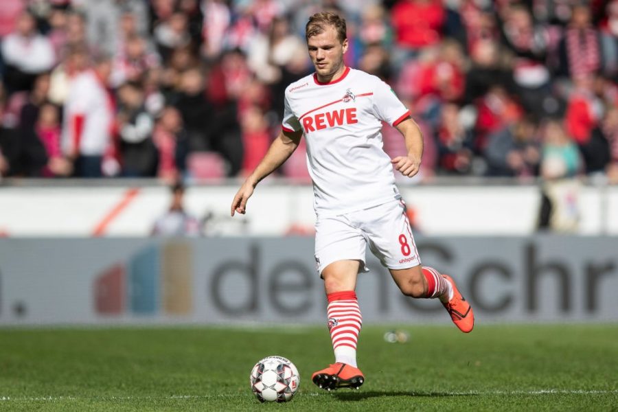 COLOGNE, GERMANY - MARCH 09: Johannes Geis #8 of FC Koeln controls the ball during the Second Bundesliga match between 1. FC Koeln and DSC Arminia Bielefeld at RheinEnergieStadion on March 09, 2019 in Cologne, Germany. (Photo by Maja Hitij/Bongarts/Getty Images)