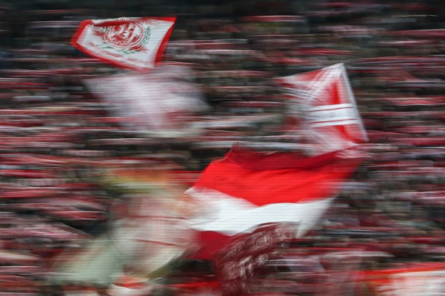 COLOGNE, GERMANY - FEBRUARY 08: Fans of Koeln prior to the Second Bundesliga match between 1. FC Koeln and FC St. Pauli at RheinEnergieStadion on February 08, 2019 in Cologne, Germany. (Photo by Maja Hitij/Bongarts/Getty Images)