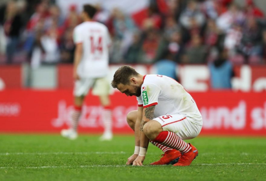 COLOGNE, GERMANY - APRIL 26: Rafael Czichos of FC Koln looks dejected in defeat after the Second Bundesliga match between 1. FC Koeln and SV Darmstadt 98 at RheinEnergieStadion on April 26, 2019 in Cologne, Germany. (Photo by Maja Hitij/Bongarts/Getty Images)