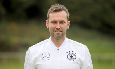 HENNEF, GERMANY - OCTOBER 22: Andre Pawlak poses during a portrait session of the DFB Pro Licence Course at Sportschule Hennef on October 22, 2018 in Hennef, Germany. (Photo by Christof Koepsel/Bongarts/Getty Images)