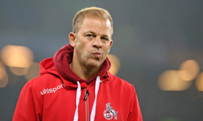 AMBURG, GERMANY - NOVEMBER 05: Markus Anfang, head coach of 1. FC Koeln looks concerned prior to the Second Bundesliga match between Hamburger SV and 1. FC Koeln at Volksparkstadion on November 5, 2018 in Hamburg, Germany. (Photo by Cathrin Mueller/Bongarts/Getty Images)