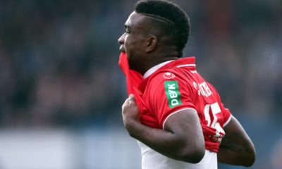 DARMSTADT, GERMANY - NOVEMBER 24: Jhon Cordoba of Koeln reacts during the Second Bundesliga match between SV Darmstadt 98 and 1. FC Koeln at Merck-Stadion am Boellenfalltor on November 24, 2018 in Darmstadt, Germany. (Photo by Alex Grimm/Bongarts/Getty Images)