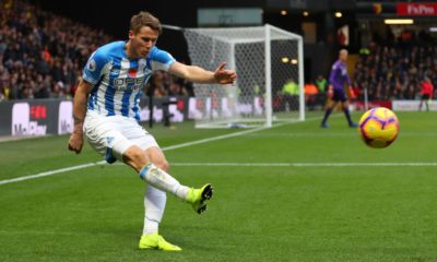 WATFORD, ENGLAND - OCTOBER 27: Eric Durm of Huddersfield Town during the Premier League match between Watford FC and Huddersfield Town at Vicarage Road on October 27, 2018 in Watford, United Kingdom. (Photo by Catherine Ivill/Getty Images)