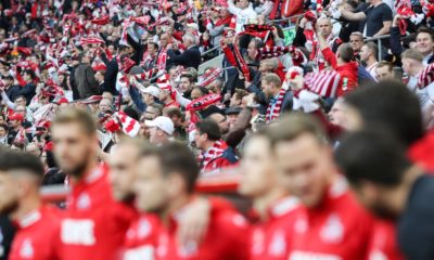 COLOGNE, GERMANY - APRIL 26: Fans of Koeln prior to the Second Bundesliga match between 1. FC Koeln and SV Darmstadt 98 at RheinEnergieStadion on April 26, 2019 in Cologne, Germany. (Photo by Maja Hitij/Bongarts/Getty Images)