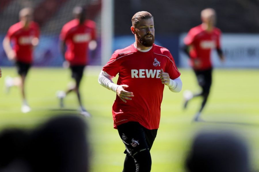 COLOGNE, GERMANY - JULY 04: Timo Horn runs during the 1. FC Koeln training session at Geissbockheim on July 04, 2019 in Cologne, Germany. (Photo by Christof Koepsel/Getty Images)