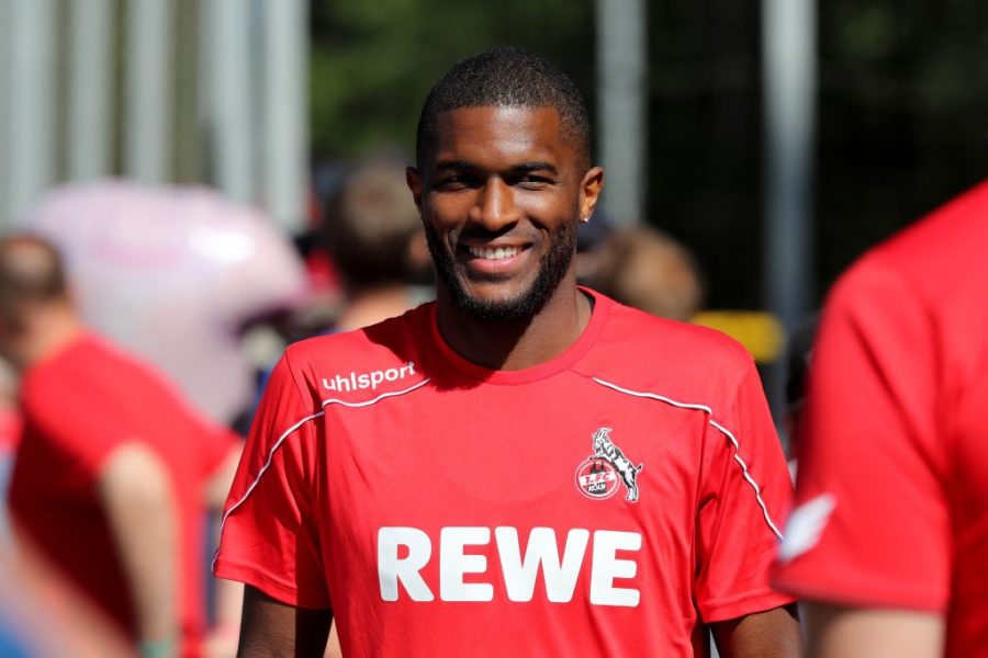 COLOGNE, GERMANY - JULY 04: Anthony Modeste walks to the 1. FC Koeln training session at Geissbockheim on July 04, 2019 in Cologne, Germany. (Photo by Christof Koepsel/Getty Images)